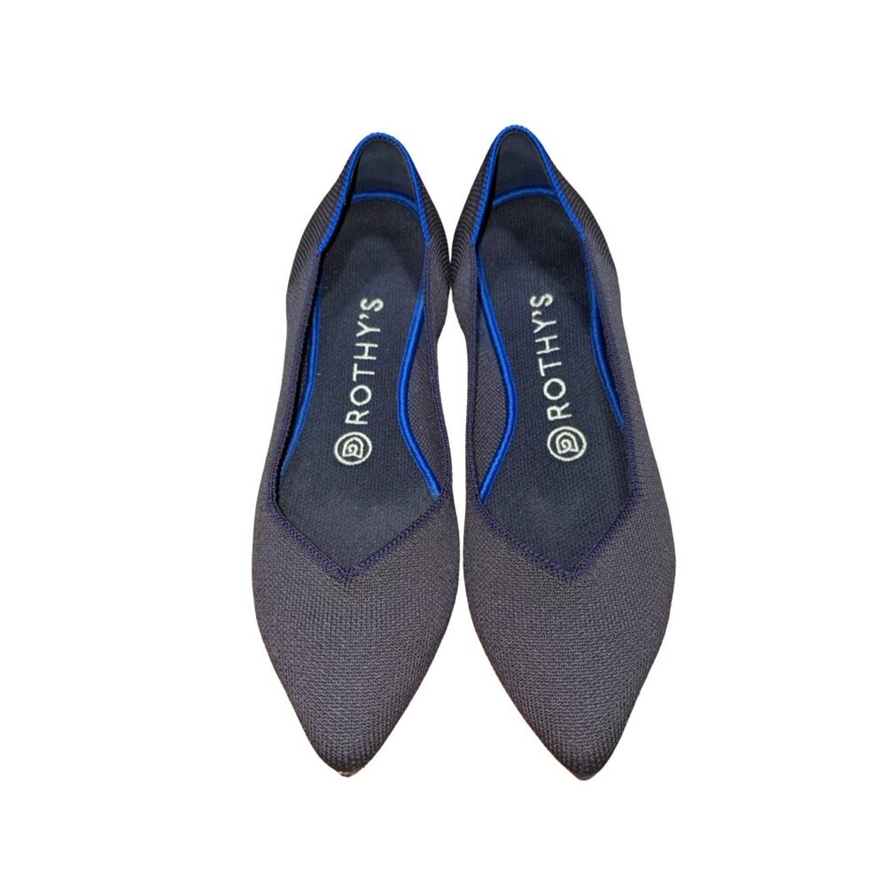 Rothy's Navy Blue Knit Pointed Ballet Flats   Size:  US 7 Women's